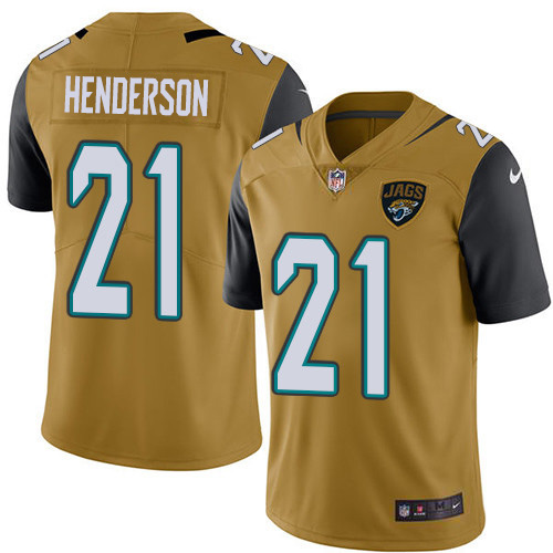 Jacksonville Jaguars 21 C.J. Henderson Gold Youth Stitched NFL Limited Rush Jersey